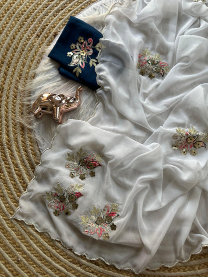 Designer Star Georgette Saree with Patch Work & Aarco Border