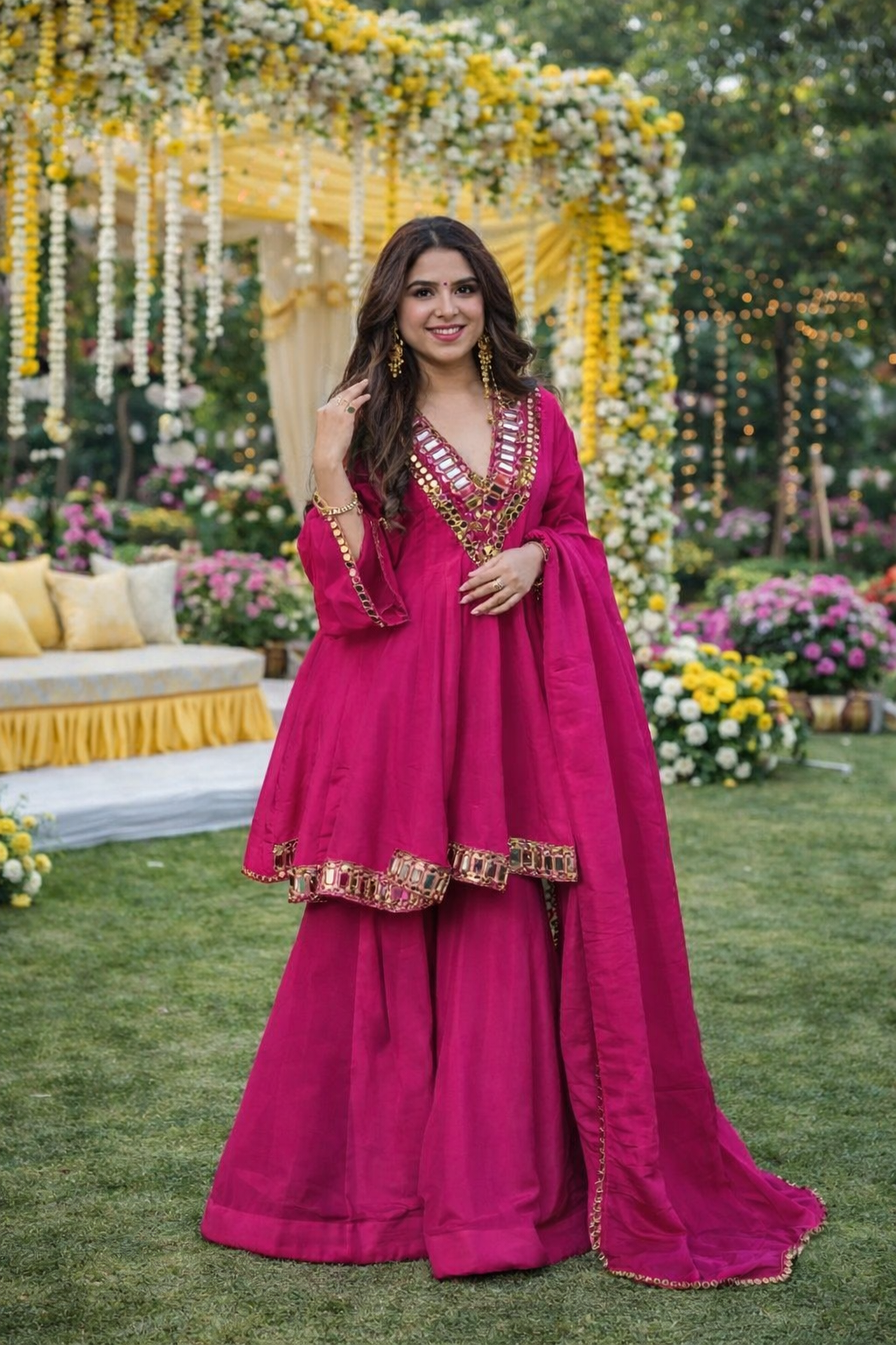 Aliya Cut Kediya Style Real Mirror Work Plazzo Set | Soft Chinon Festive Wear