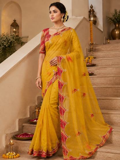 Cotton Kota Doriya Saree with Kacchi Gotapatti Work & Butta | Designer Saree