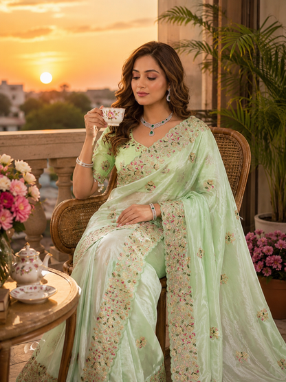 Jasmin Soft Fendy Chiffon Embroidery Saree