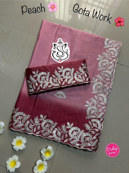 Elegant Ombre Shaded Silk Saree with Heavy Embroidered Border