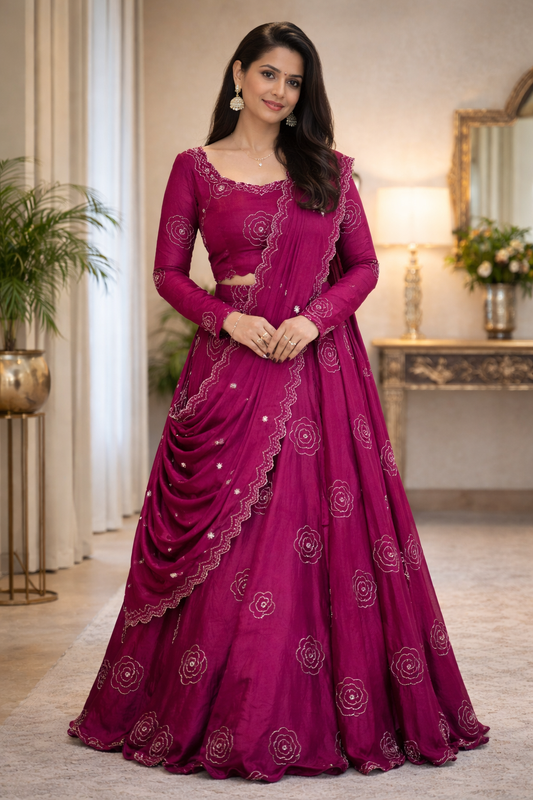 Festival Special Chinon Lehenga Choli with Sequence Work & Dupatta