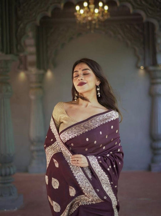 Wine Zari Saree