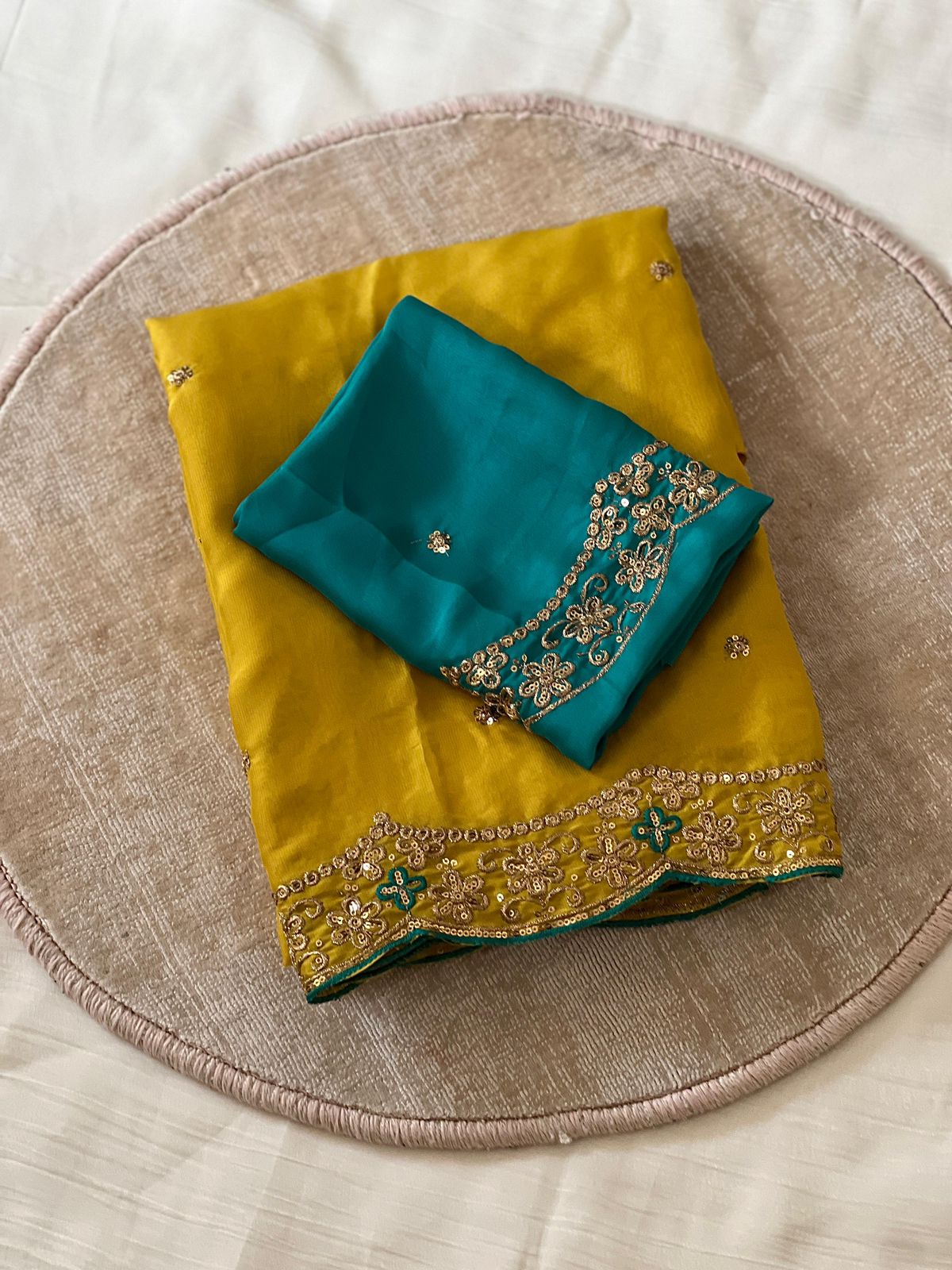 Soft Rangoli Silk Saree with Zari Embroidery Work & Contrast Blouse