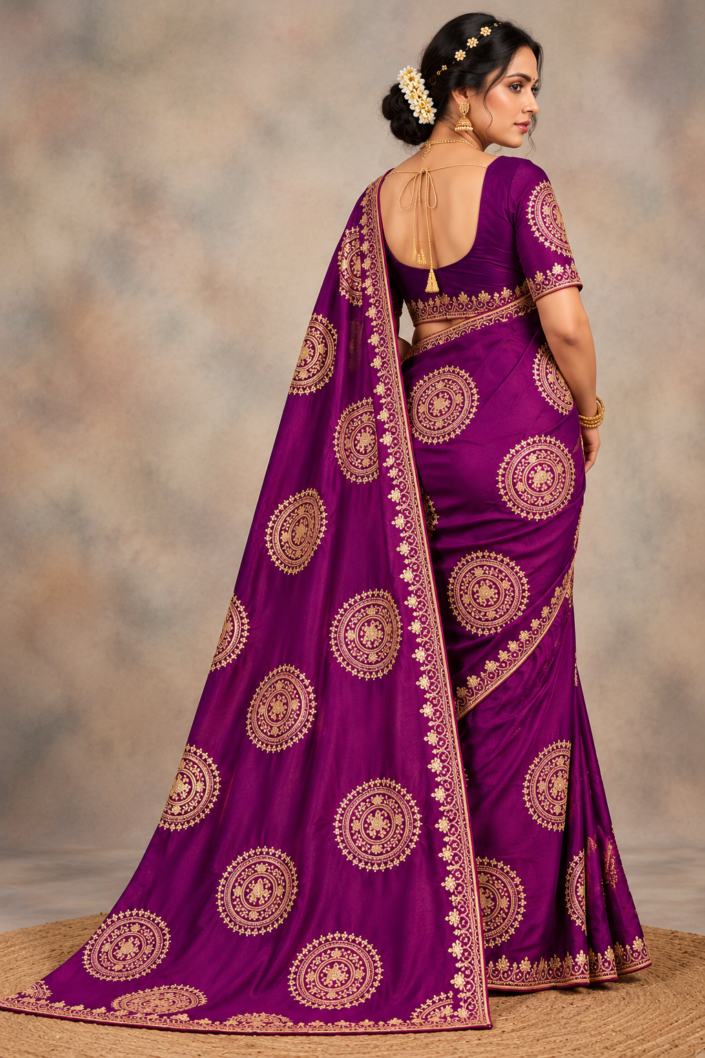 Premium H.O Silk Saree with Gotafoil Butta, C-Pallu & Cut Work Border