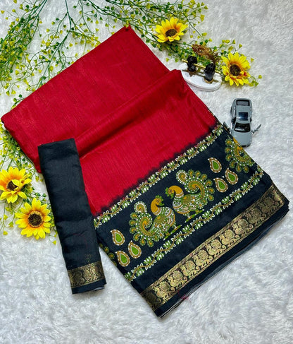 Mangalagiri Mulmul Cotton Saree with Floral Print & Jacquard Border | Lightweight Daily & Festive Wear