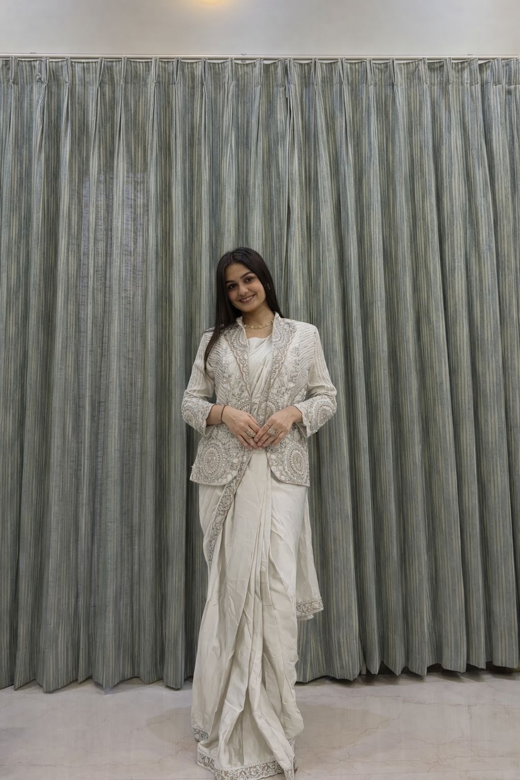 Heavy Rangoli Ready to Wear Saree with Embroidery Sequence Koti