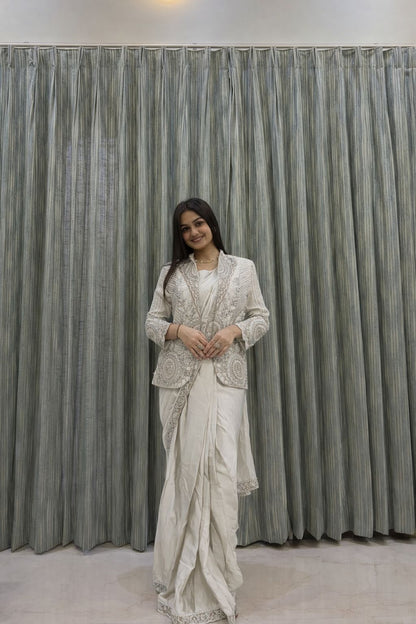 Heavy Rangoli Ready to Wear Saree with Embroidery Sequence Koti