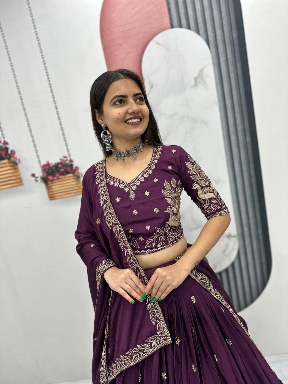 Festival Wear Chinon Lehenga Choli Set