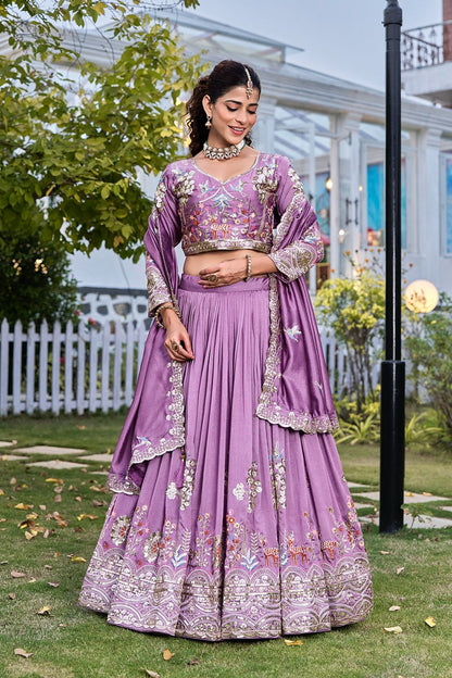 Wedding Embroidered Vichitra Silk Lehenga Choli Set