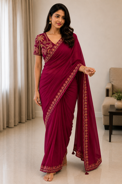 Best Selling Star Georgette Embroidery Saree Collection