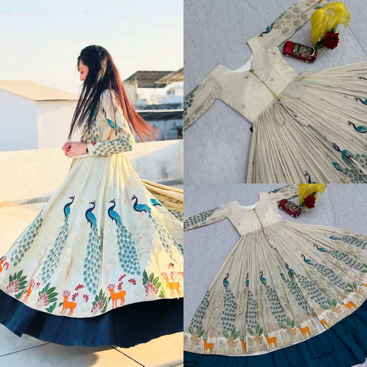 Festival Special Simar Silk Crop Top Lehenga Set With Embroidery Work (Fully Stitched)