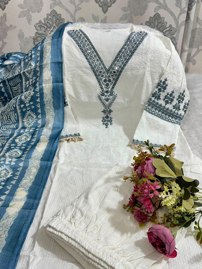 Premium Cotton Kurti Pant Dupatta Set