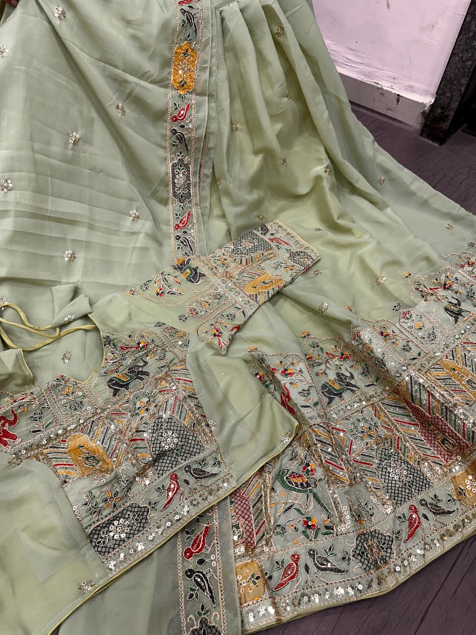 Heavy Embroidery Star Georgette Lehenga Choli Set
