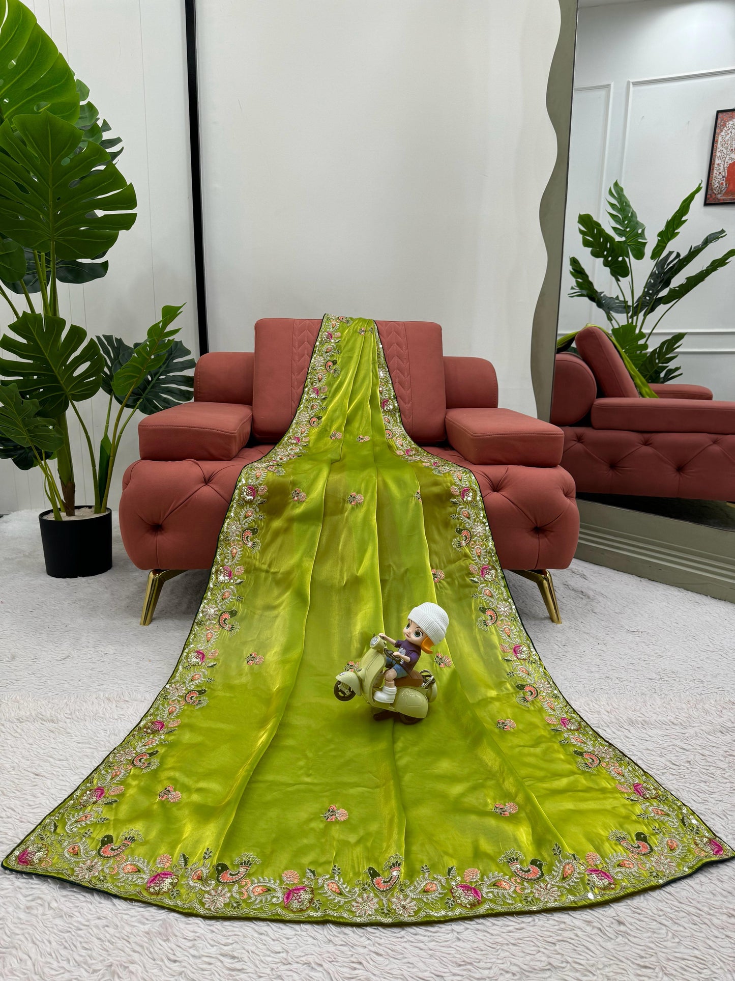 Designer Jimmy Choo Silk Saree with Thread & Sequence Work Blouse