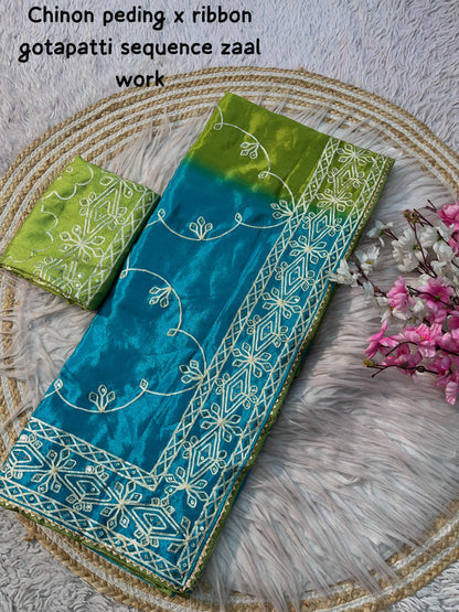 New Latest Arrivals – Premium Chinon Pedding Saree Collection