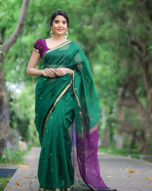 Green Chiffon Saree
