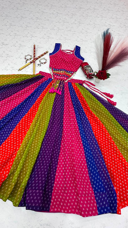Navratri Special 6+ Meter Flair Georgette Lehenga Choli with Mirror Work | Women Festive Wear