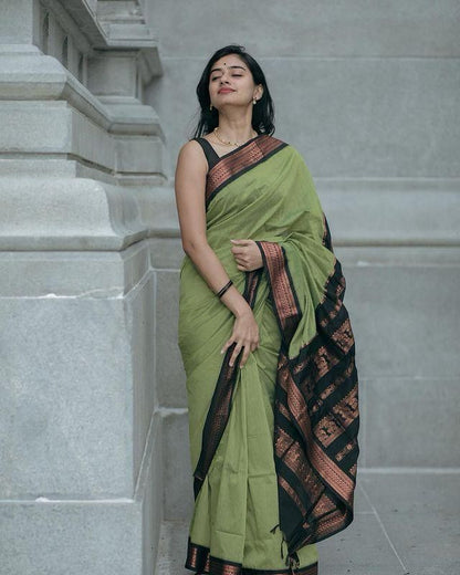 Green Border Saree