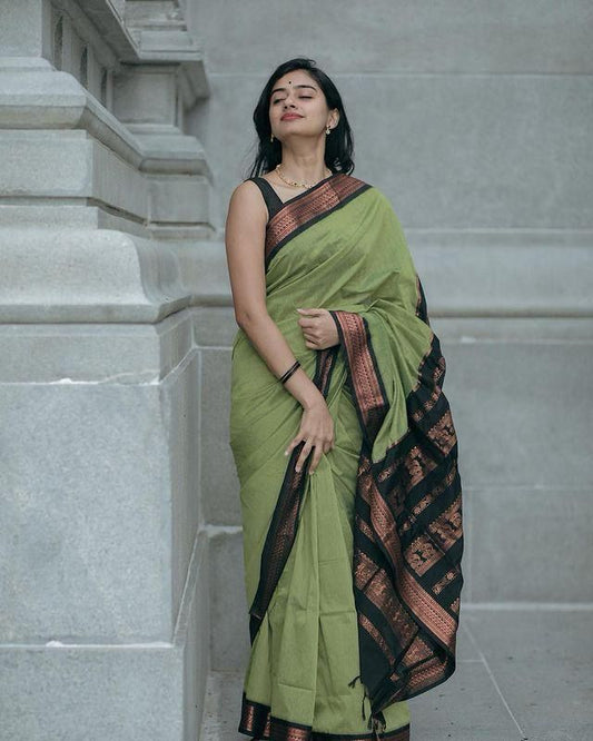 Green Border Saree