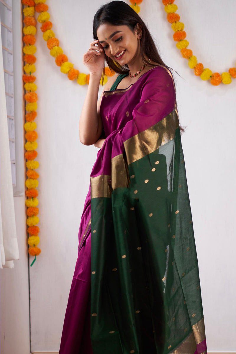 Purple Green Festive Saree