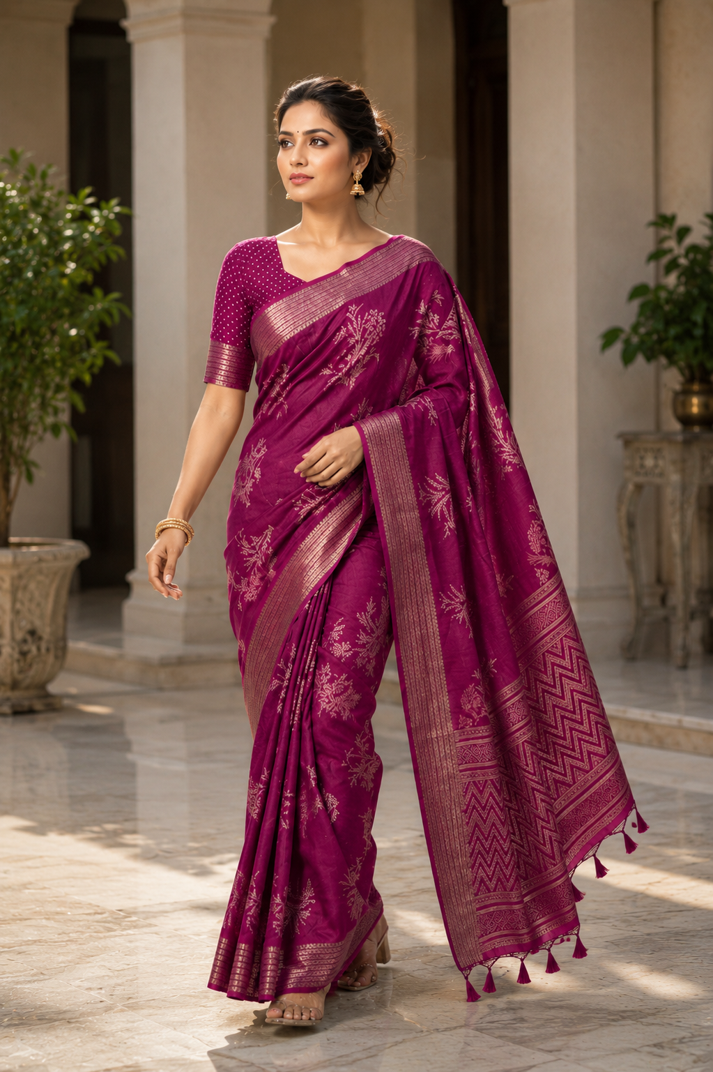 Graceful Floral Woven Saree