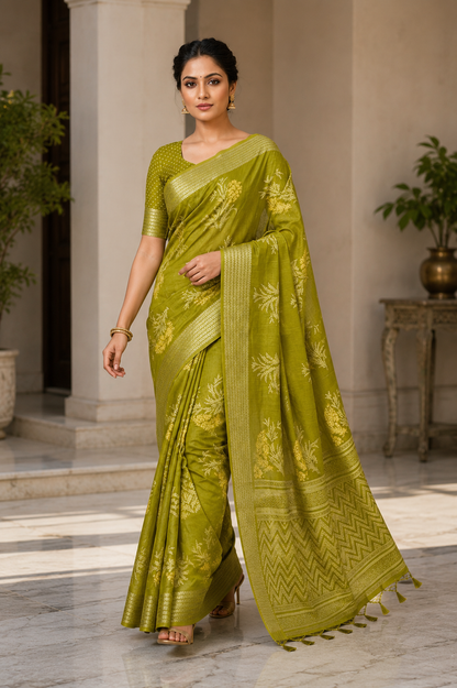 Graceful Floral Woven Saree