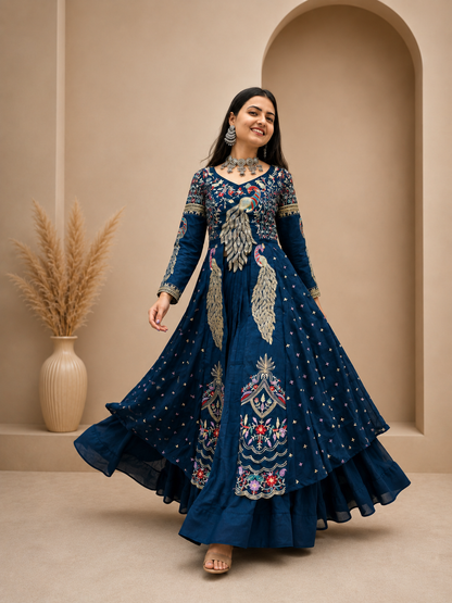 Festival Special Pure Vichitra Crop Top Lehenga with Embroidered Shrug