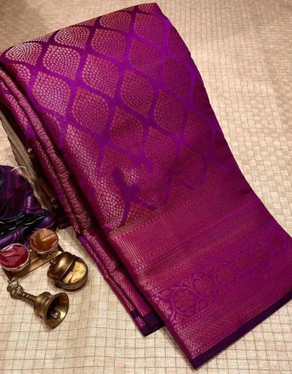 Royal Purple Jacquard Silk Saree