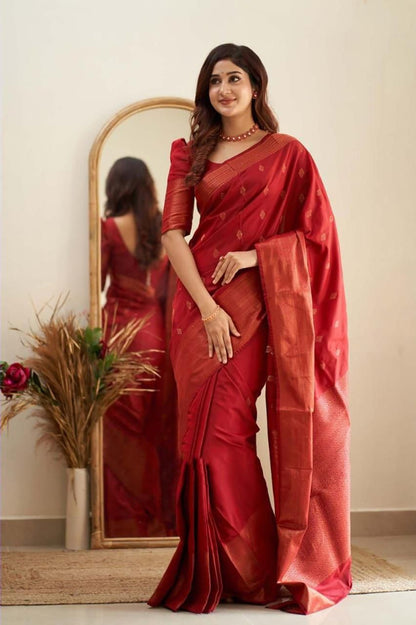 Maroon Cotton Silk Saree