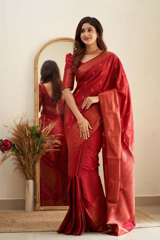 Maroon Cotton Silk Saree