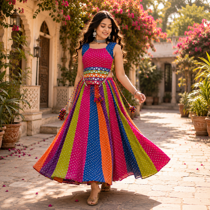 Navratri Special 6+ Meter Flair Georgette Lehenga Choli with Mirror Work | Women Festive Wear