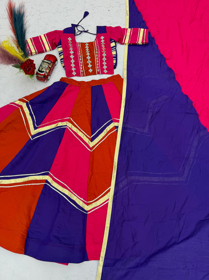 Navratri Special Roman Silk Lehenga Choli with Real Mirror Work | 6+ Meter Flair