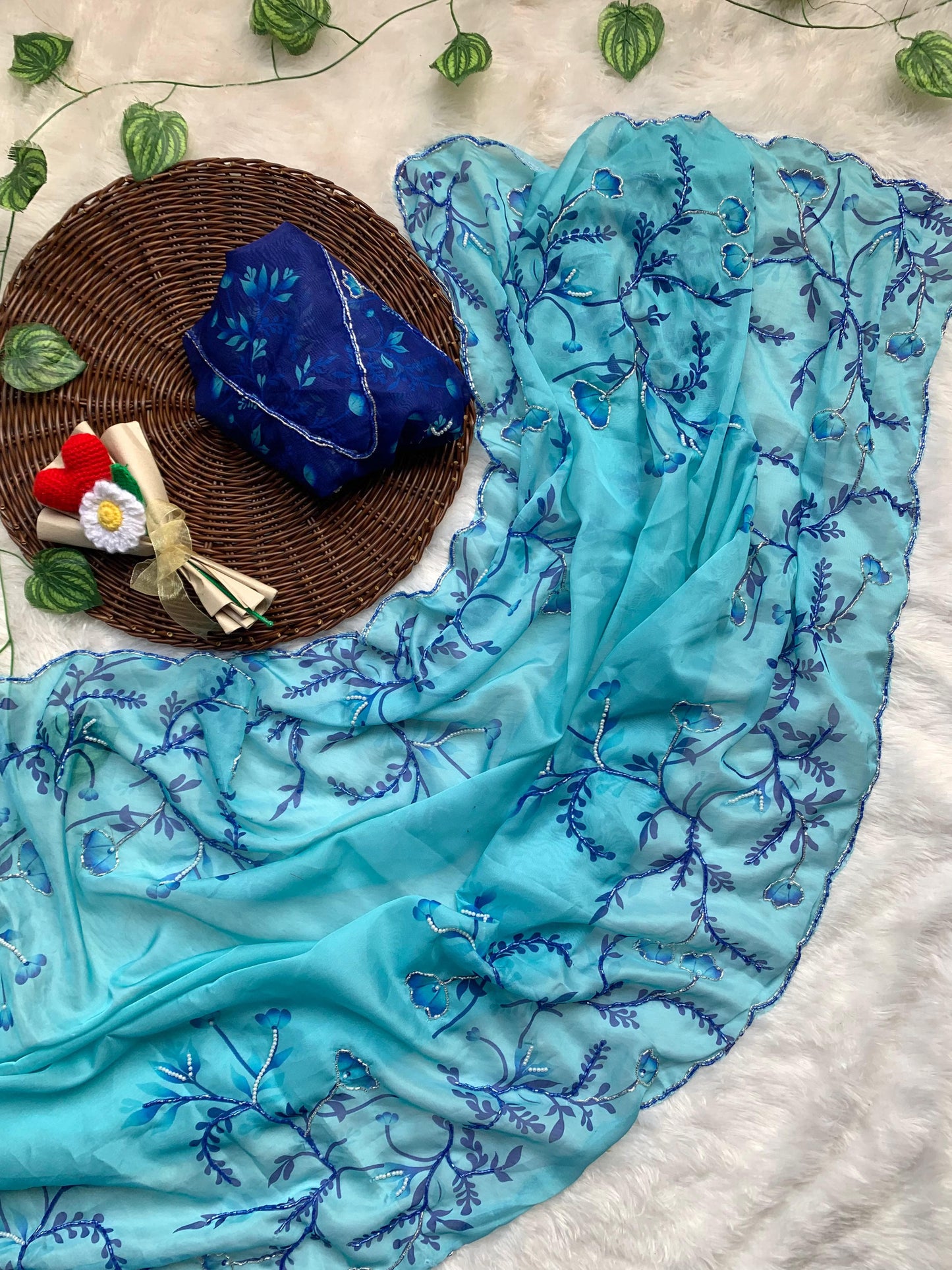Radhika Tebby Silk Embroidered Saree with Handwork Blouse