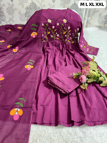 Cotton Kurti Pant Dupatta Set