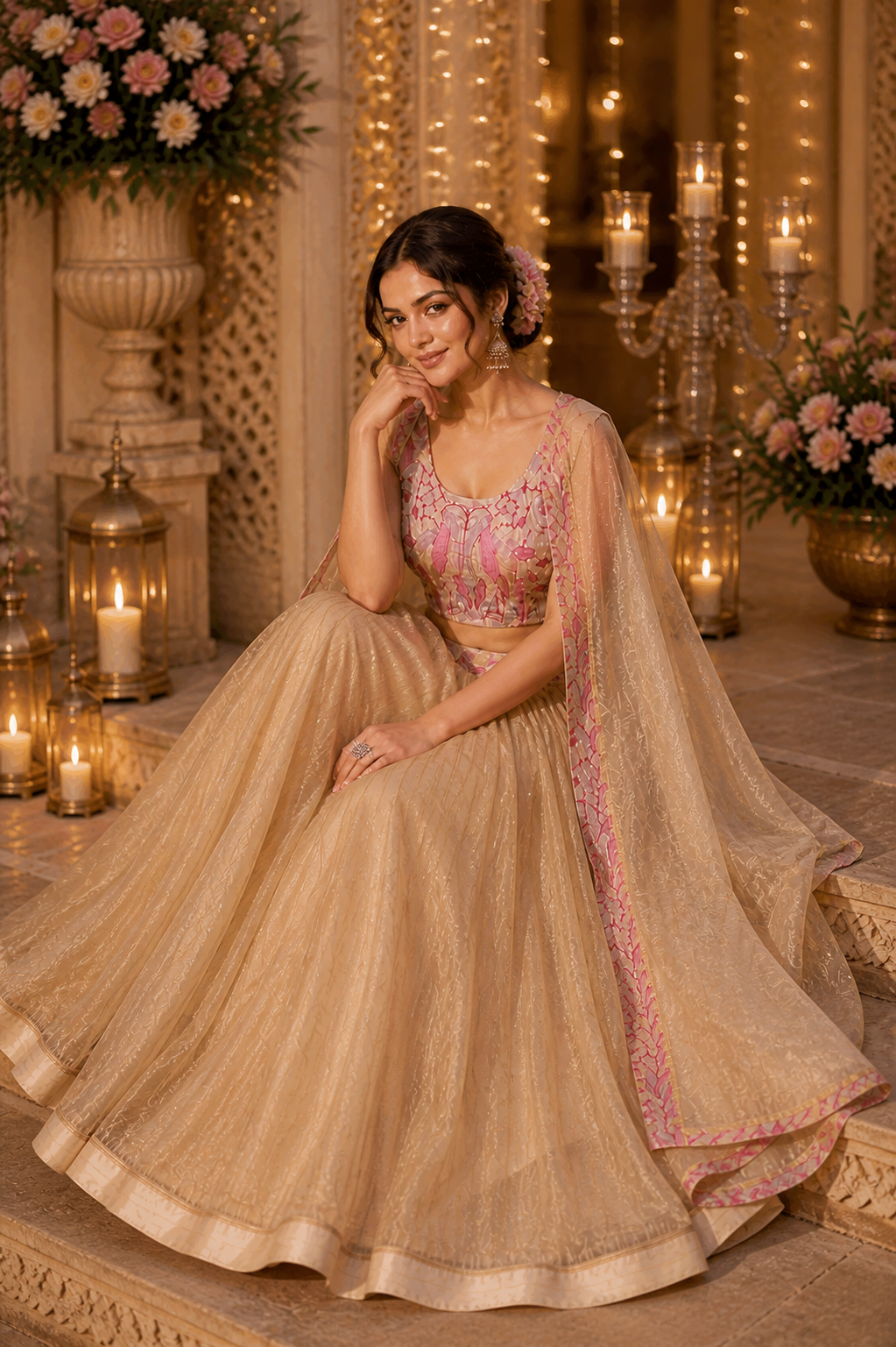 Premium Sindur Silk Embroidered Lehenga Choli Set with Shrug – Wedding & Festive Wear