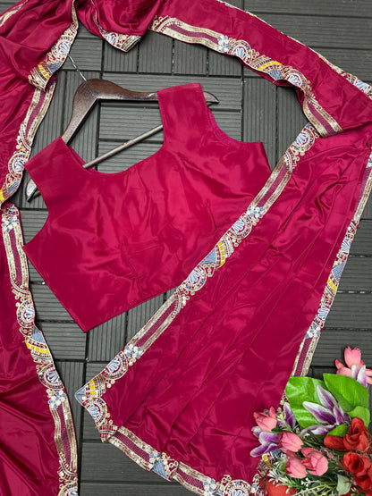 Ready to Wear Crepe Saree with Embroidery Sequence Jacket (Full Stitched)