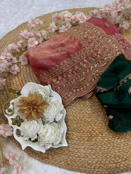 Elegant Space Chiffon Embroidery Saree with Scallop Border