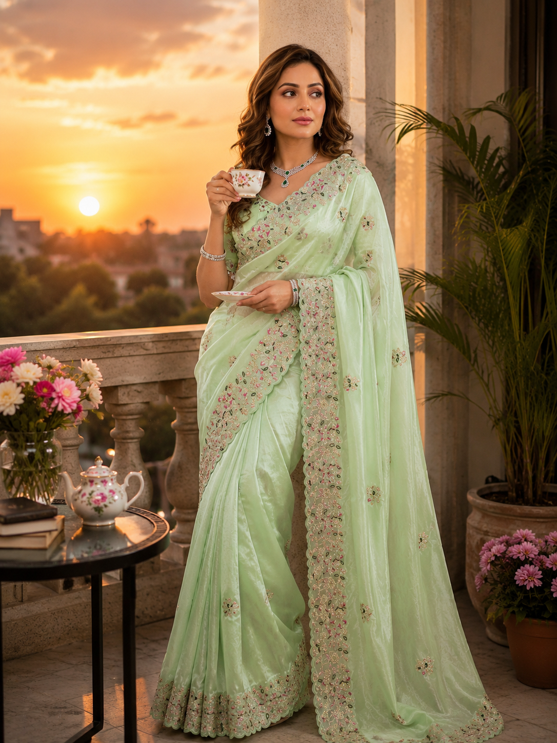 Jasmin Soft Fendy Chiffon Embroidery Saree