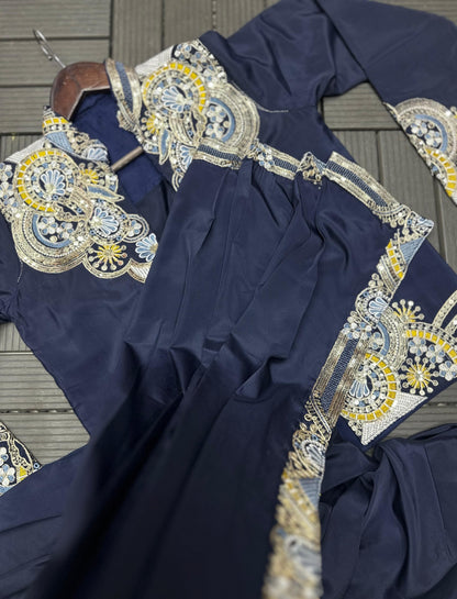 Ready to Wear Crepe Saree with Embroidery Sequence Jacket (Full Stitched)