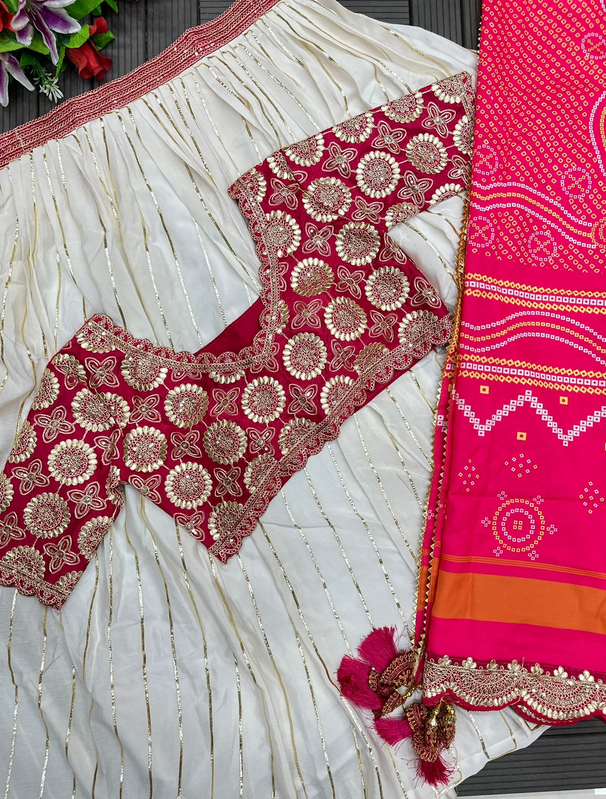 Pink Embroidery Digital Print Lehenga Choli