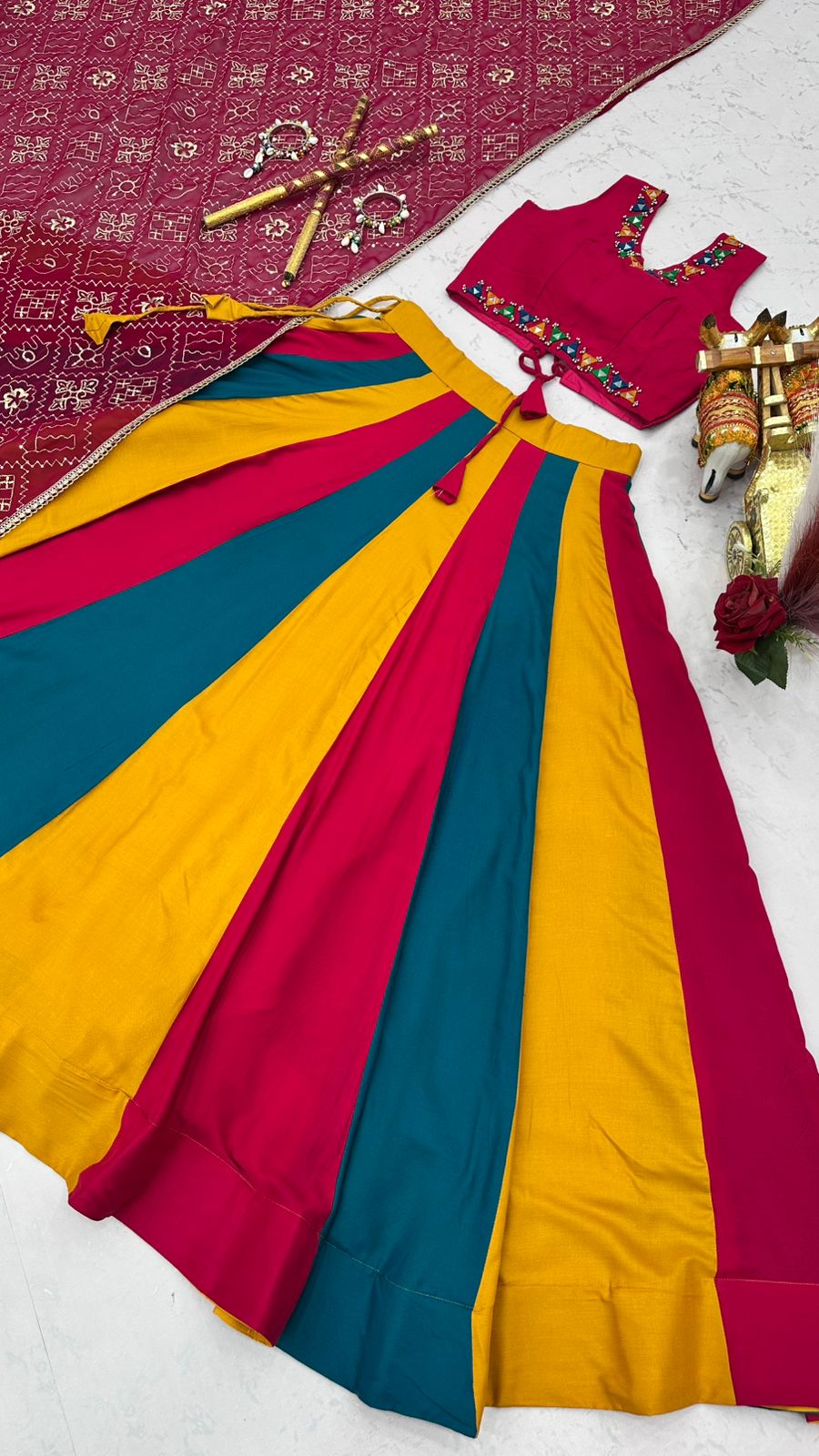 Navratri Special 6 Meter Lehenga Choli with Vintage Dupatta