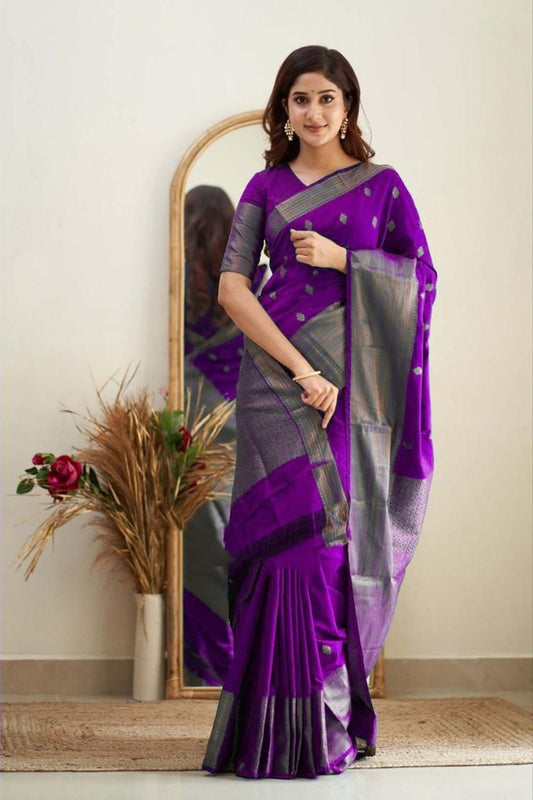 Purple Cotton Silk Saree