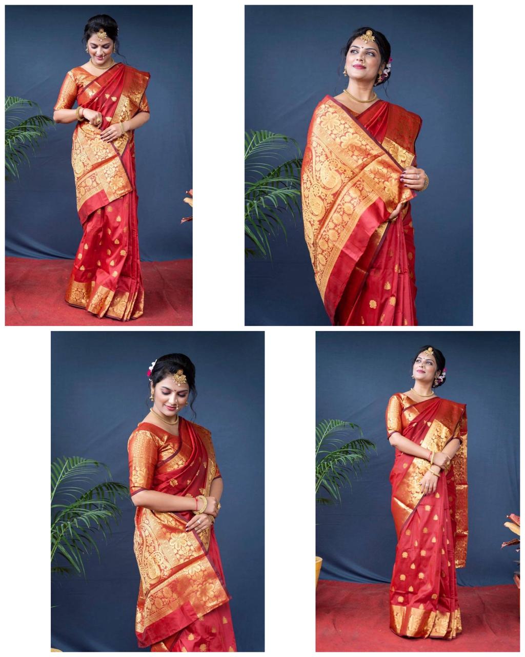 Red Zari Work Saree
