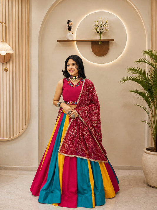 Navratri Special 6 Meter Lehenga Choli with Vintage Dupatta