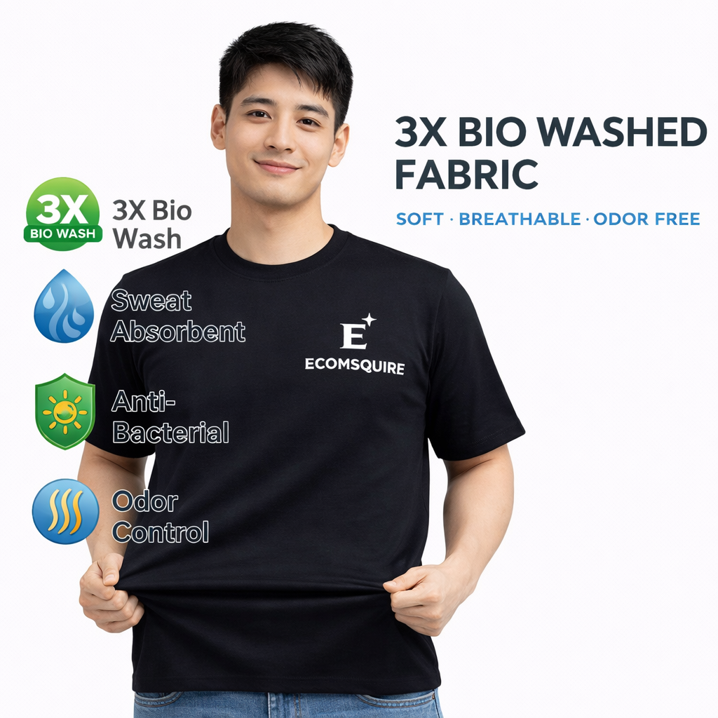 ECOMSQUIRE Premium Comfort Black T-Shirt (Back Print)