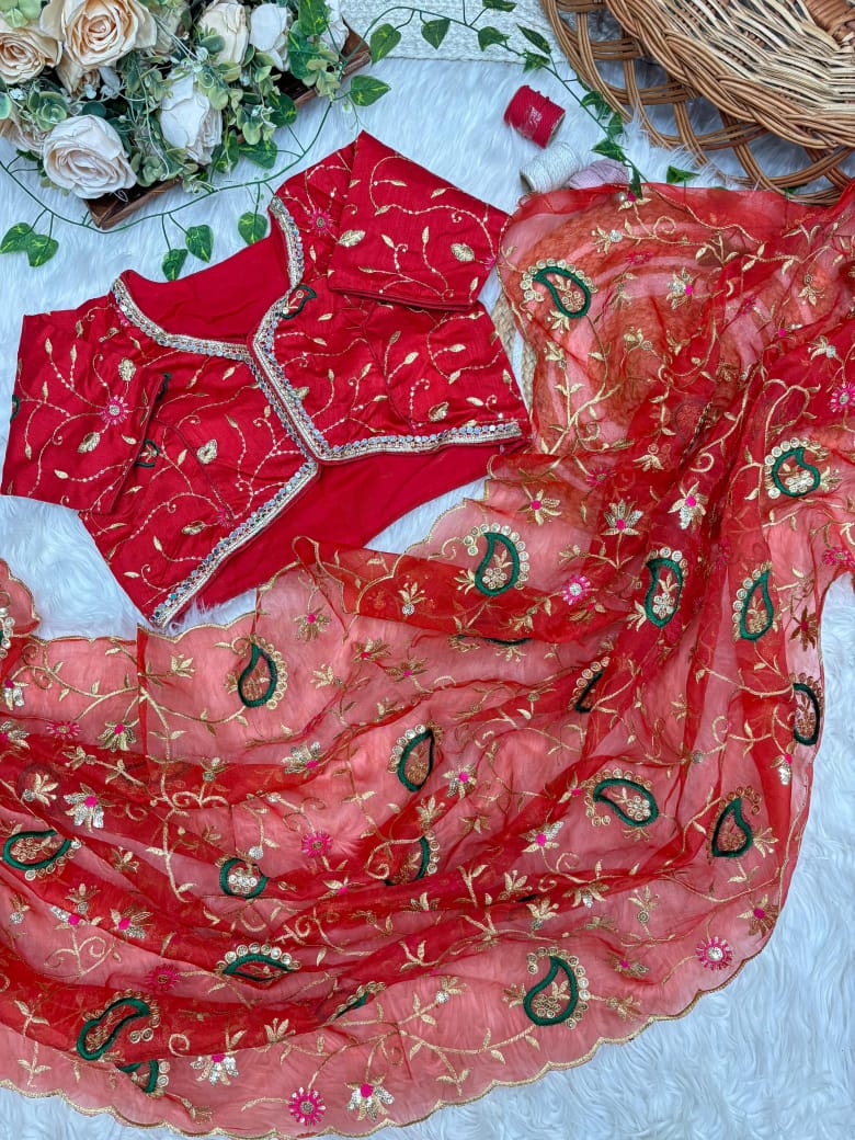 Tissue Silk Mirror Work Saree
