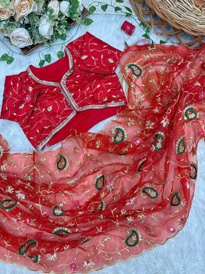 Tissue Silk Mirror Work Saree