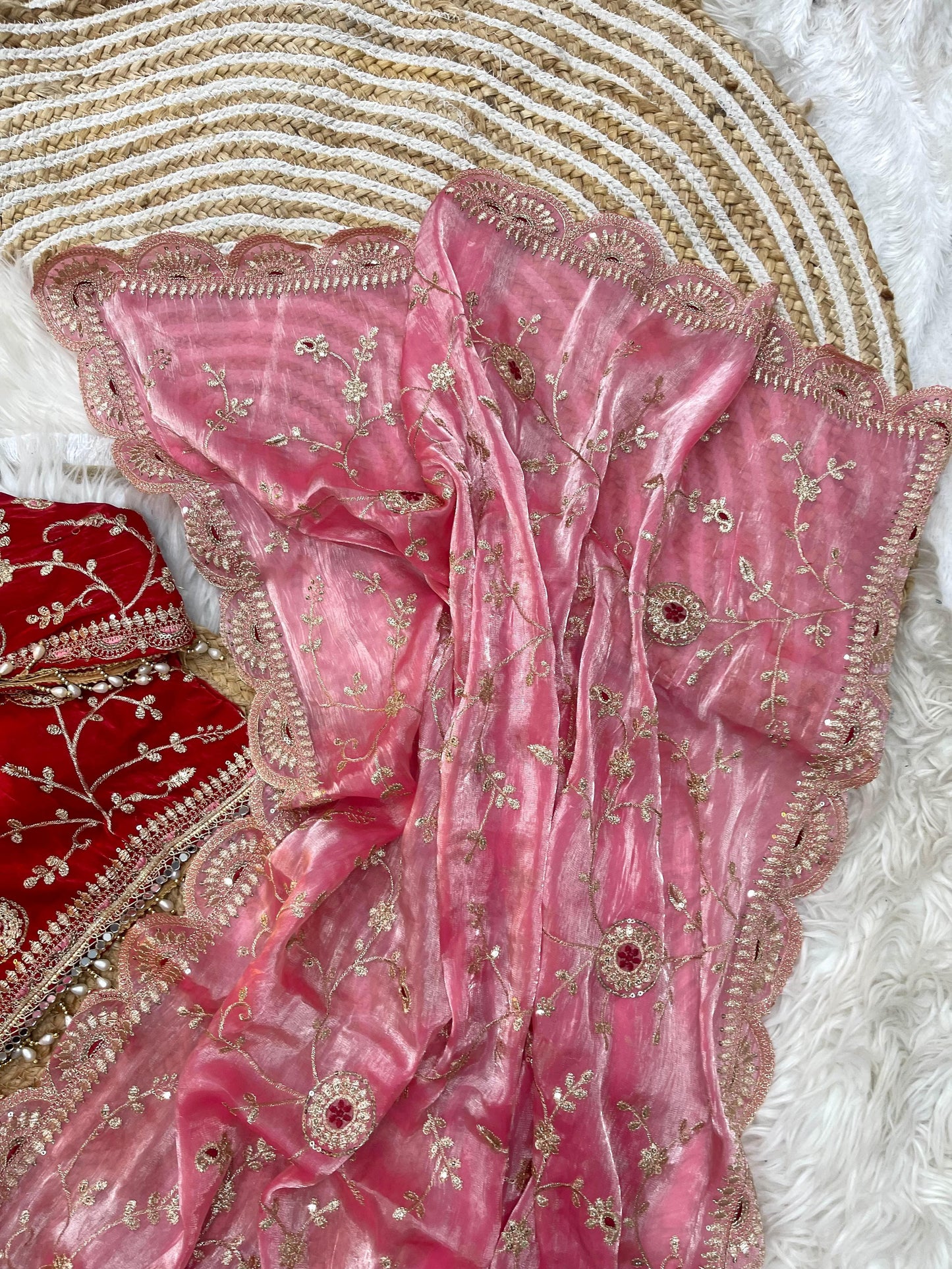 Ananya Soft Satin Silk Embroidery Saree with Heavy Border & Stitched Blouse