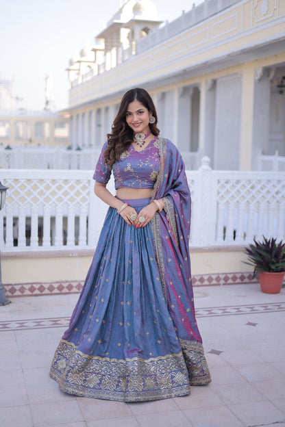 YSL Silk Embroidered Lehenga Choli Set